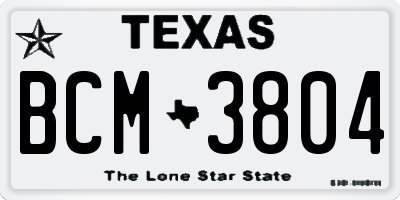 TX license plate BCM3804