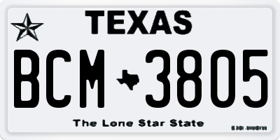 TX license plate BCM3805