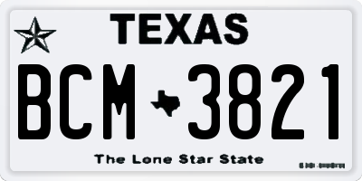 TX license plate BCM3821