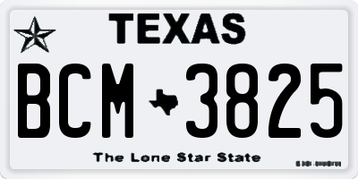 TX license plate BCM3825