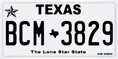TX license plate BCM3829