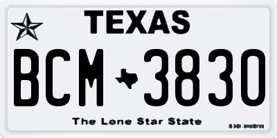 TX license plate BCM3830