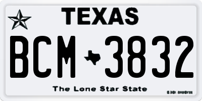 TX license plate BCM3832