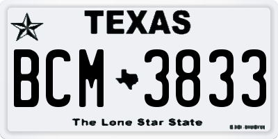 TX license plate BCM3833