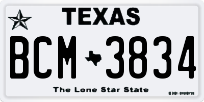TX license plate BCM3834