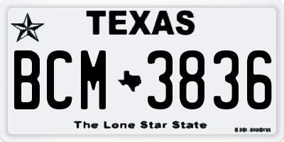 TX license plate BCM3836