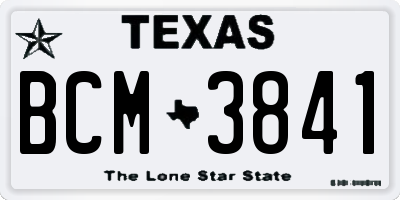TX license plate BCM3841