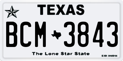 TX license plate BCM3843
