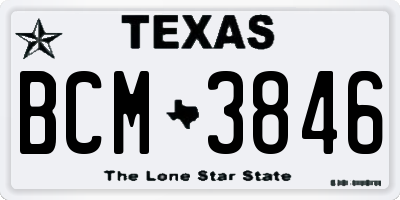 TX license plate BCM3846