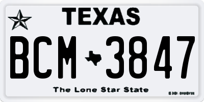 TX license plate BCM3847