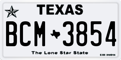 TX license plate BCM3854