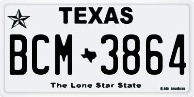 TX license plate BCM3864