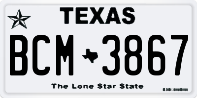 TX license plate BCM3867