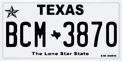 TX license plate BCM3870