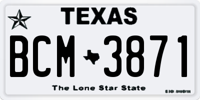 TX license plate BCM3871