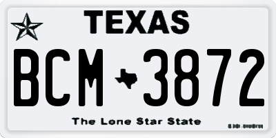 TX license plate BCM3872