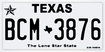 TX license plate BCM3876