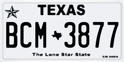 TX license plate BCM3877