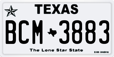 TX license plate BCM3883