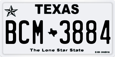 TX license plate BCM3884