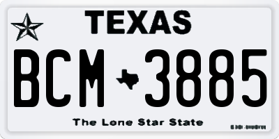 TX license plate BCM3885