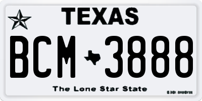 TX license plate BCM3888