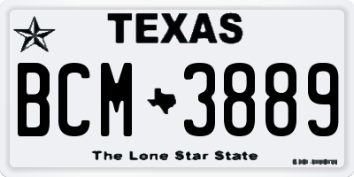 TX license plate BCM3889