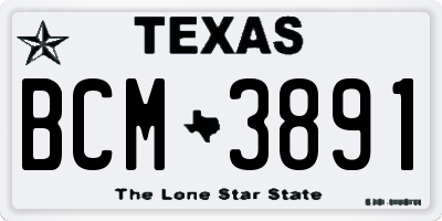 TX license plate BCM3891
