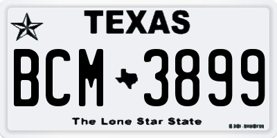 TX license plate BCM3899