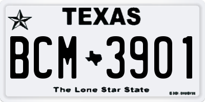 TX license plate BCM3901