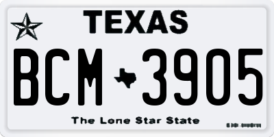 TX license plate BCM3905