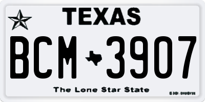 TX license plate BCM3907