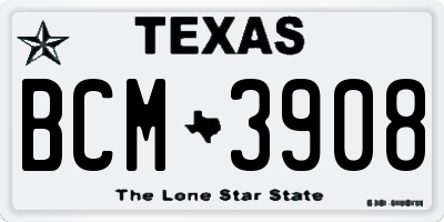 TX license plate BCM3908