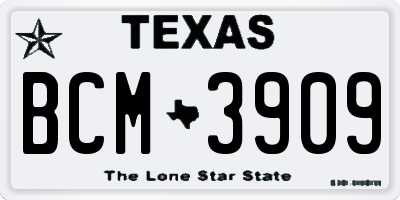 TX license plate BCM3909