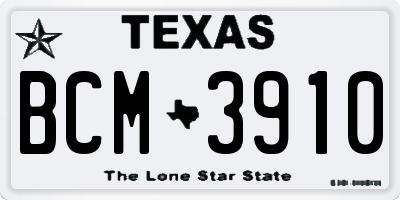 TX license plate BCM3910