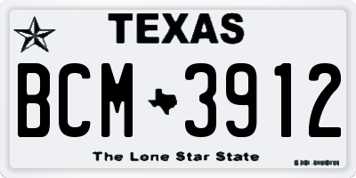 TX license plate BCM3912