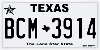 TX license plate BCM3914