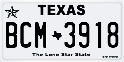 TX license plate BCM3918