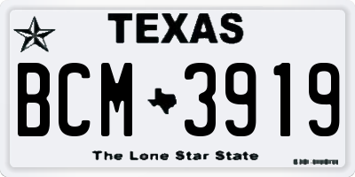 TX license plate BCM3919