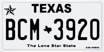 TX license plate BCM3920
