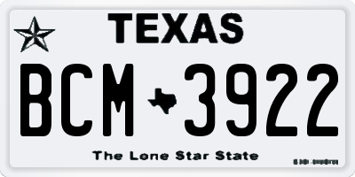 TX license plate BCM3922