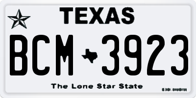 TX license plate BCM3923