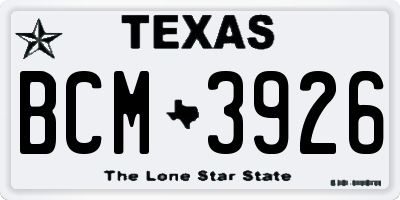 TX license plate BCM3926