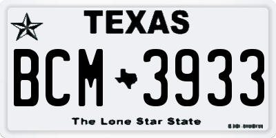 TX license plate BCM3933