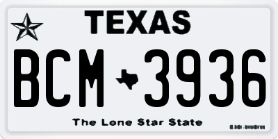 TX license plate BCM3936