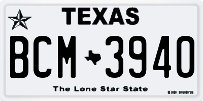 TX license plate BCM3940
