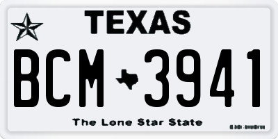 TX license plate BCM3941