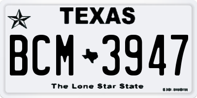 TX license plate BCM3947