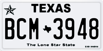 TX license plate BCM3948