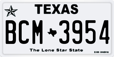 TX license plate BCM3954